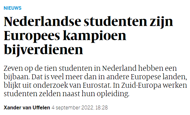 Nederlandse studenten verdienen veel bij