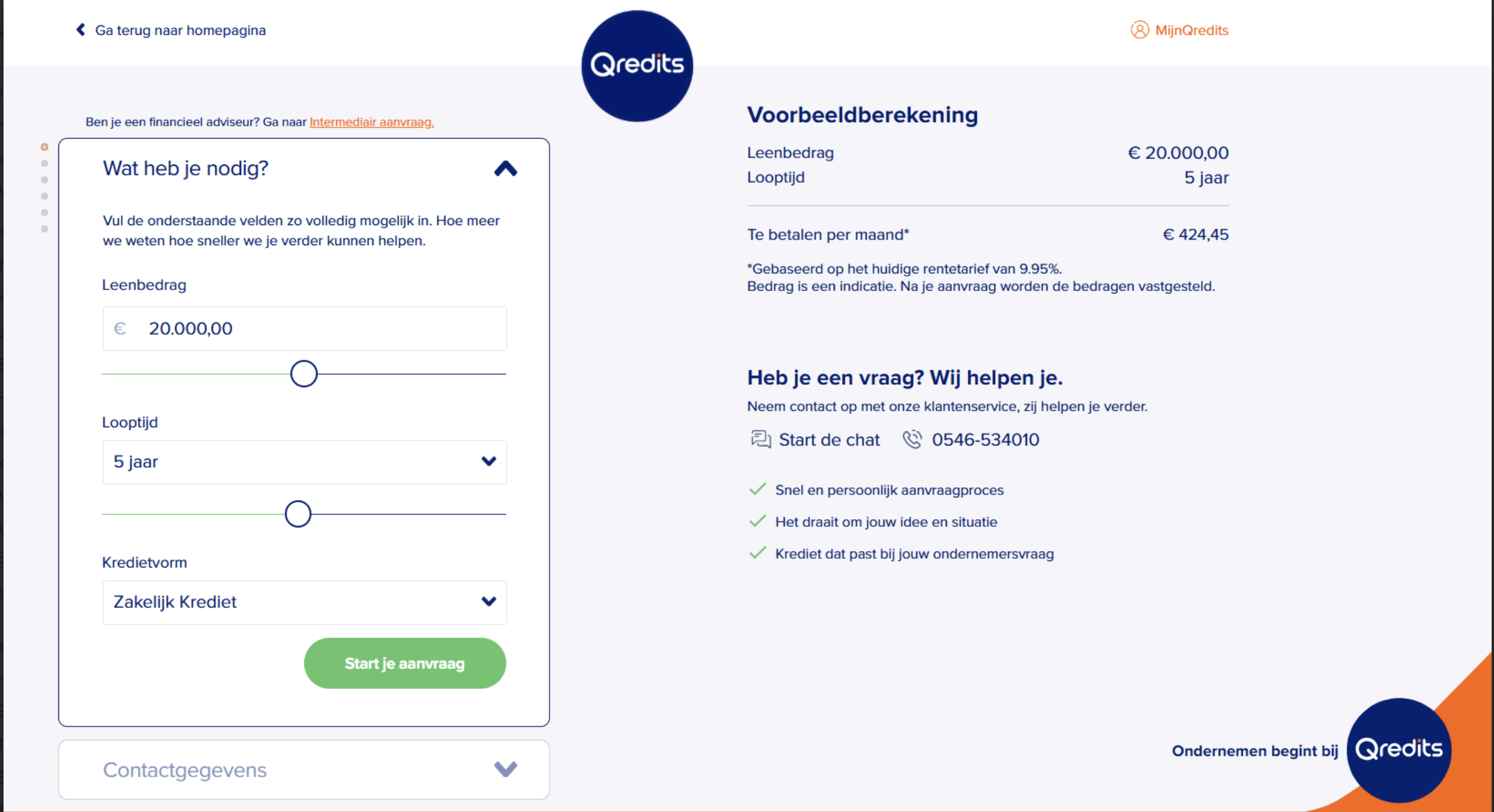 Aanvragen financiering Qredits